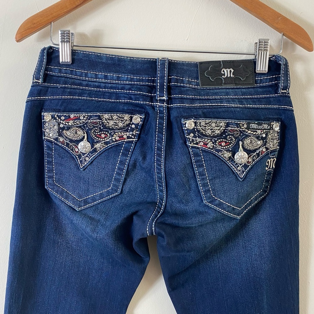 MISS ME Bootcut Jeans Red Paisley Pocket - 26